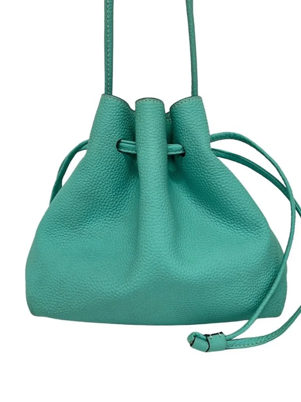 BONAVENTURA Light Blue Leather Shoulder Bag